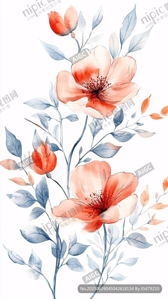 水彩花卉插畫清新柔美