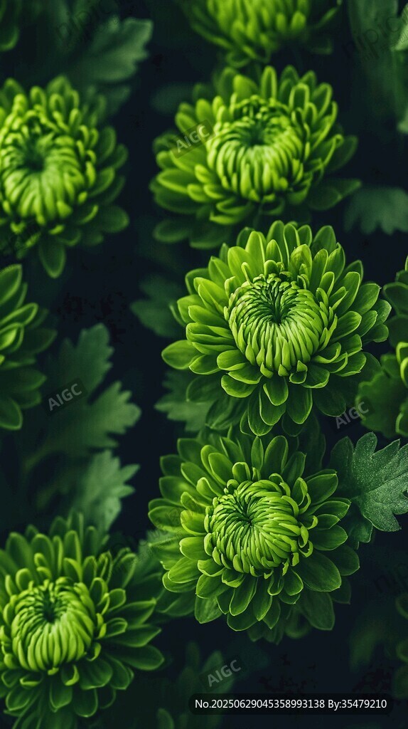 翠綠菊花特寫