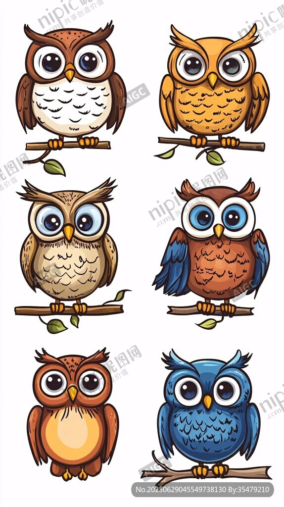 可愛貓頭鷹插畫集合
