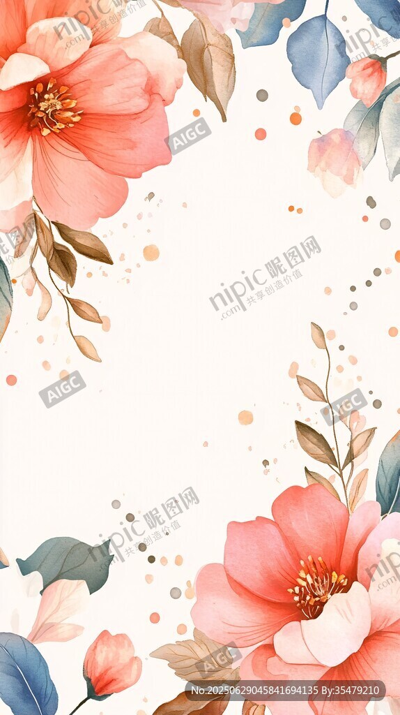 浪漫花卉邊框背景圖