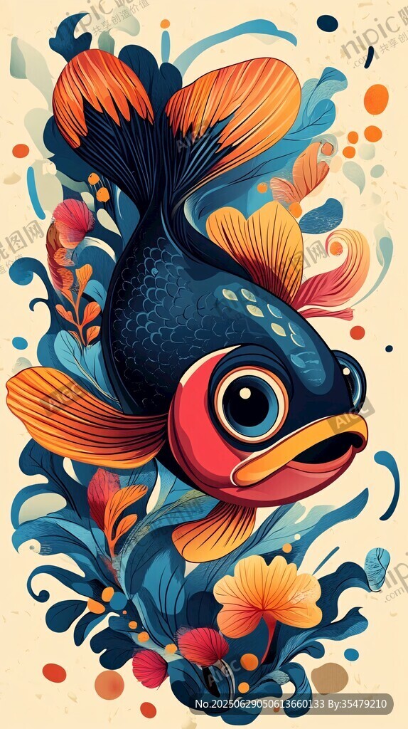 奇幻金魚插畫 色彩絢麗