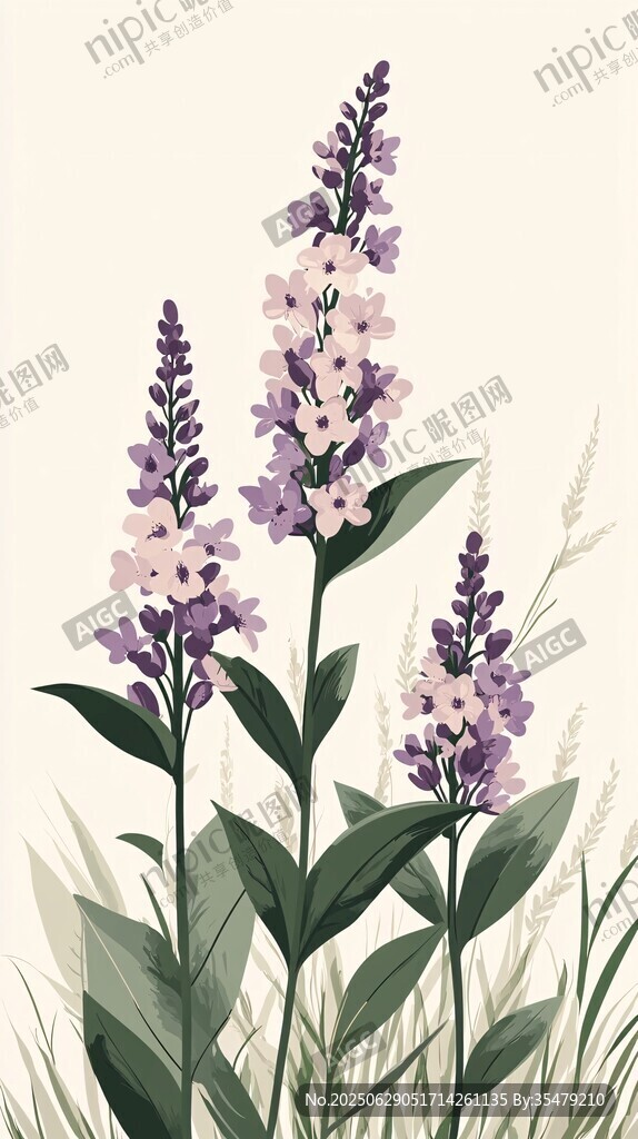 紫色花卉植物插畫(huà)