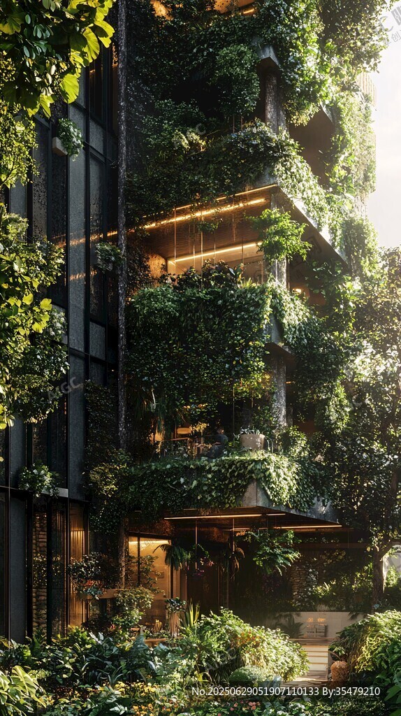 垂直綠化的現(xiàn)代建筑景觀