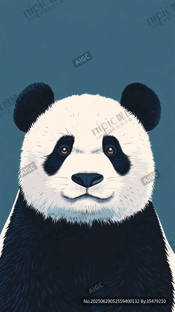 可愛熊貓頭像插畫