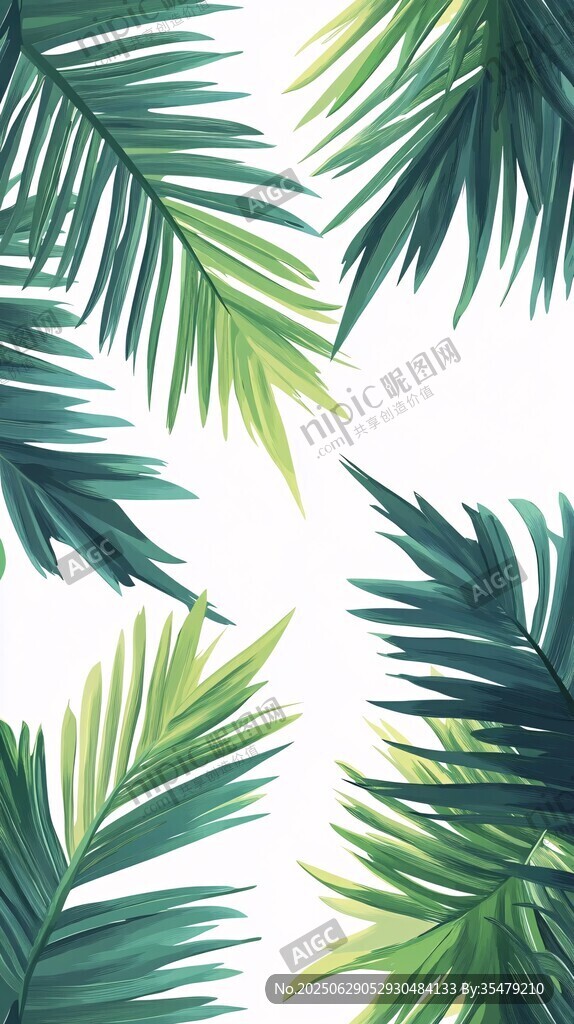 清新棕櫚葉圖案背景