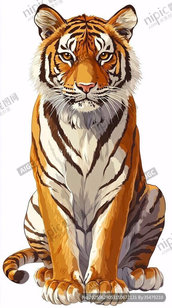 端坐的威猛老虎