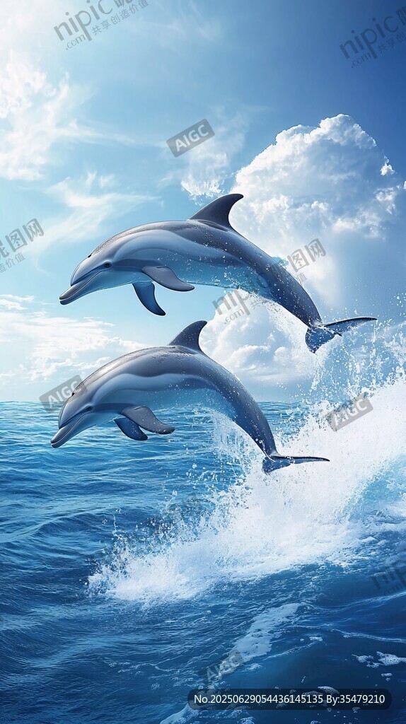 躍出海面的歡快海豚