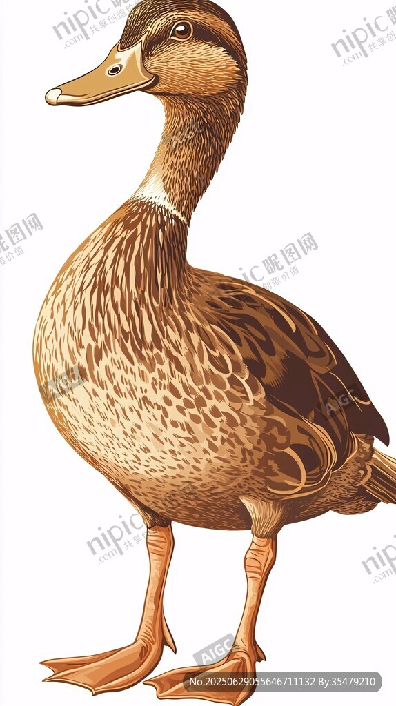 站立的棕色鴨子插畫