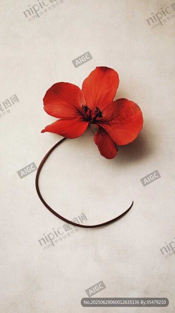 一朵鮮艷的紅色單瓣花