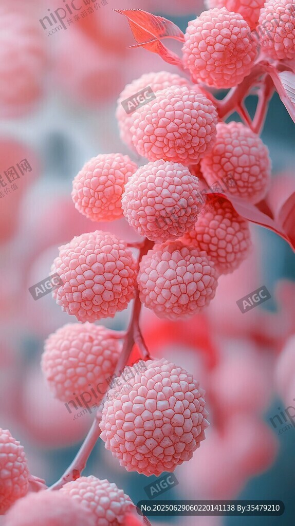 夢幻粉色絨球果特寫