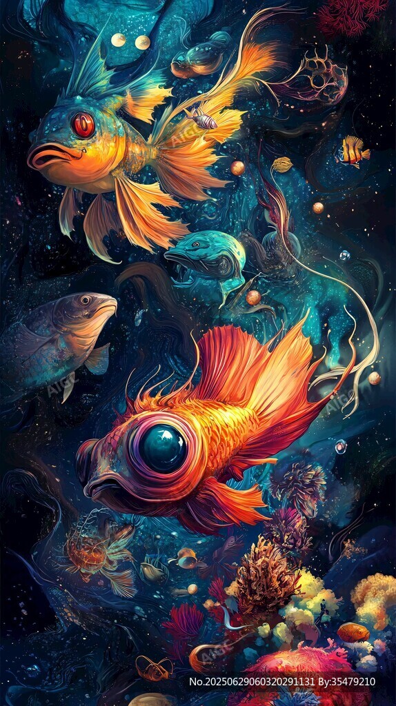 夢幻深海中的奇幻金魚世界