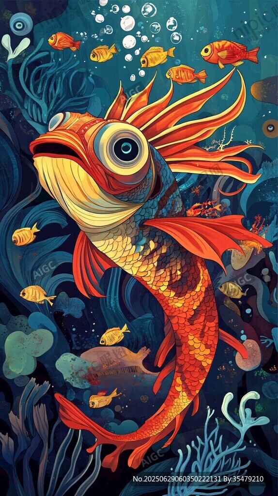 奇幻深海中的絢麗金魚