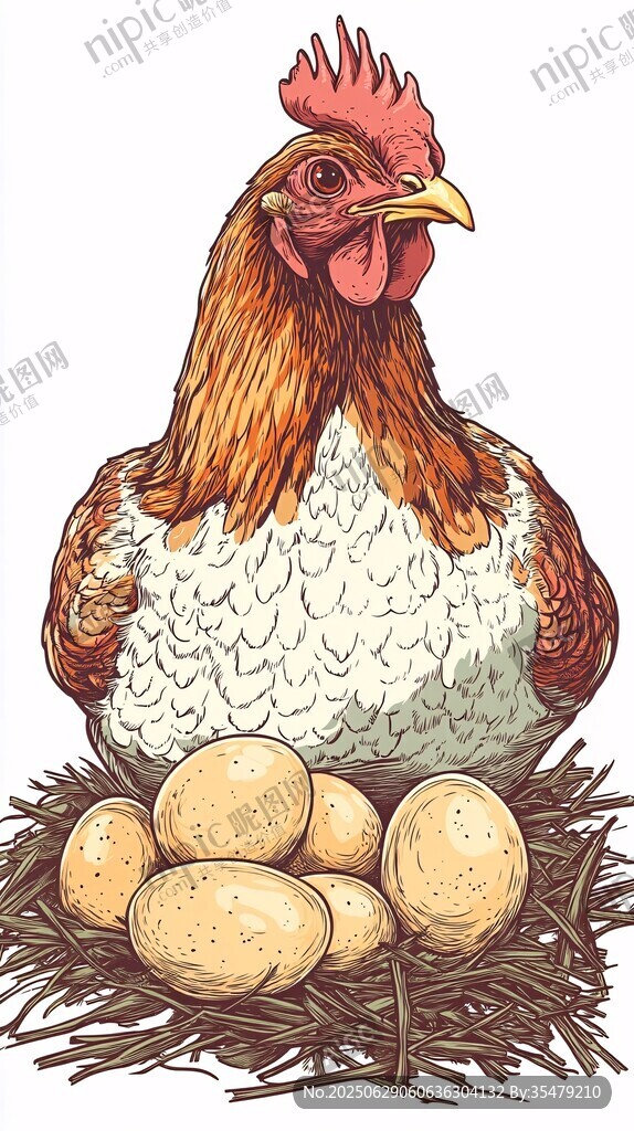 母雞孵蛋圖
