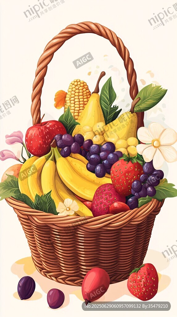 水果滿籃插畫
