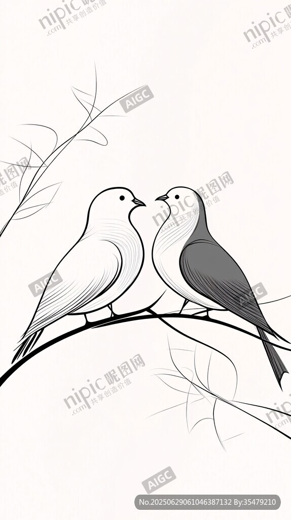 枝頭雙鳥圖