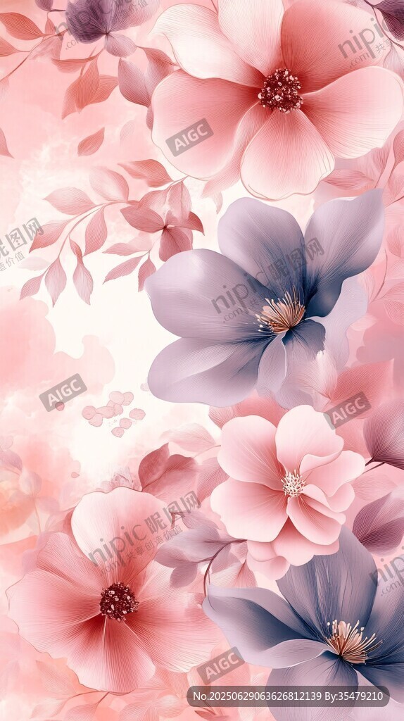 夢幻柔美花卉背景圖