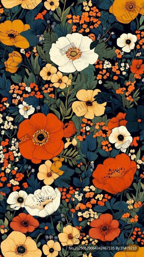 繽紛花卉圖案背景圖