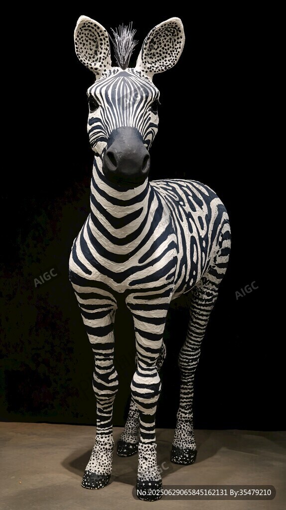 逼真斑馬雕塑展示獨特條紋