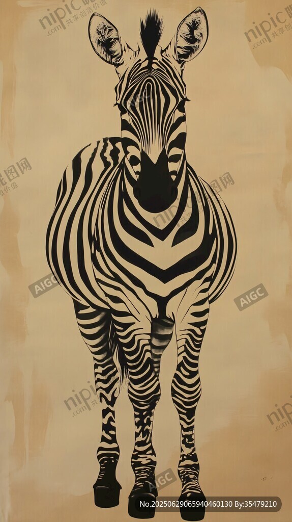 站立斑馬插畫圖