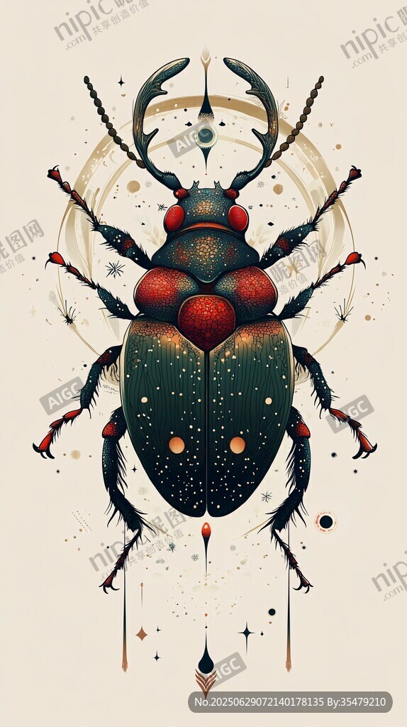 奇幻甲蟲插畫藝術作品