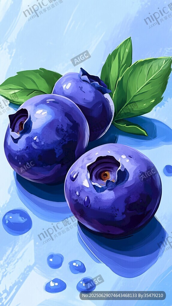 新鮮藍莓插畫 水潤飽滿
