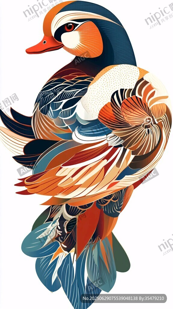 絢麗多彩鴛鴦插畫(huà)