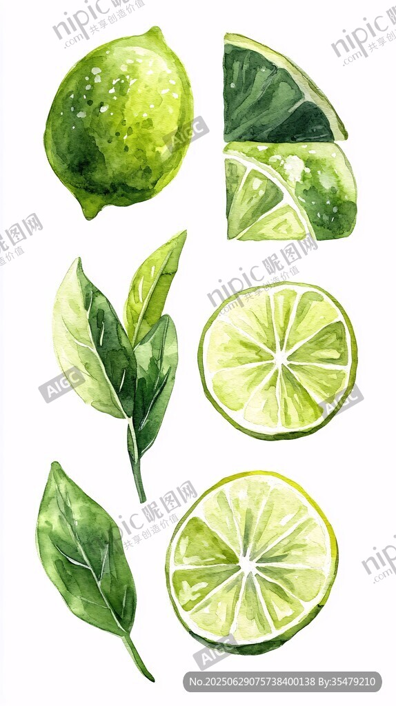 水彩青檸插畫(huà)素材集合