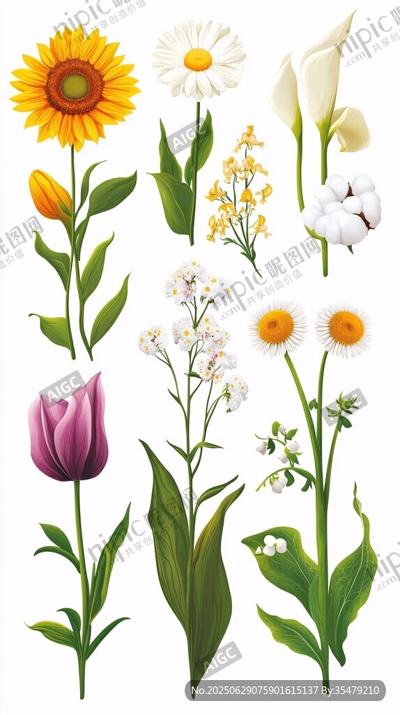 多樣花卉插畫集合