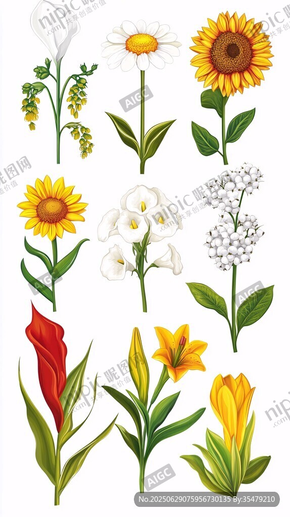 多彩花卉插畫集合