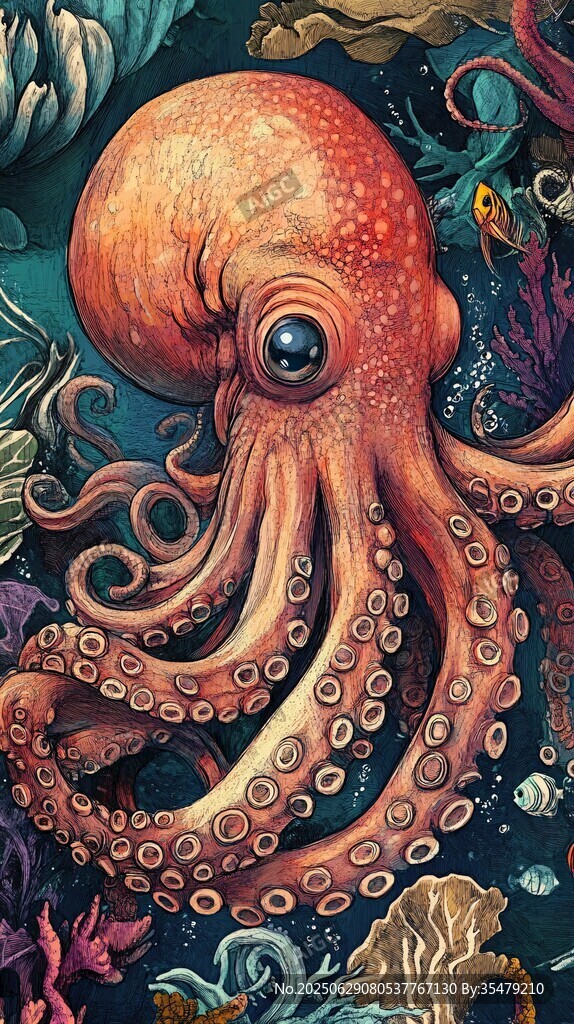 深海中的奇幻章魚