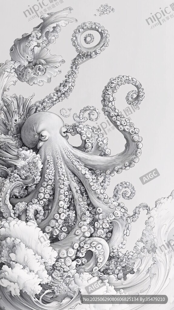 奇幻章魚的海底夢幻景象