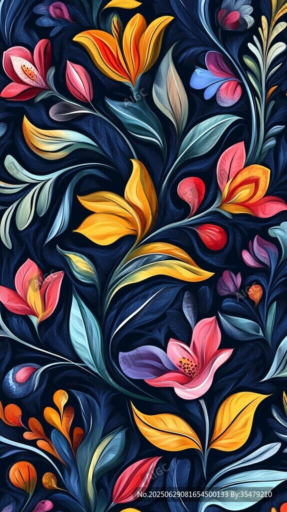 夢幻花卉圖案背景紋理