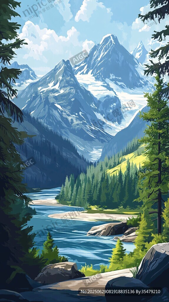 山間河畔美景