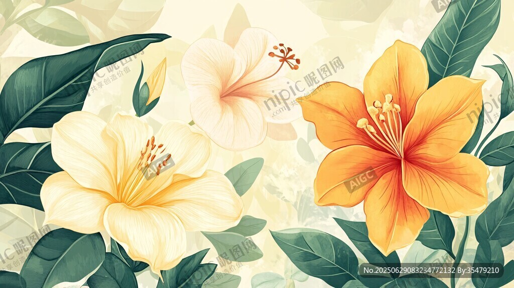 清新花卉插畫