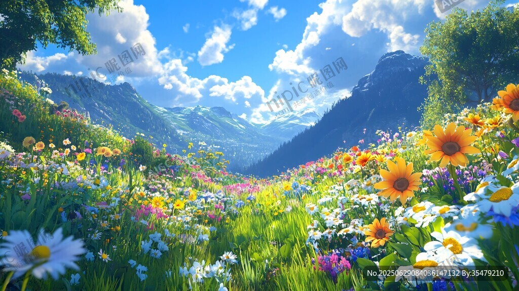 山間花海美景