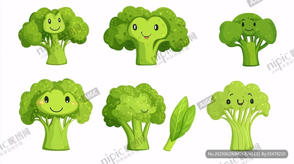 可愛西蘭花卡通形象集合