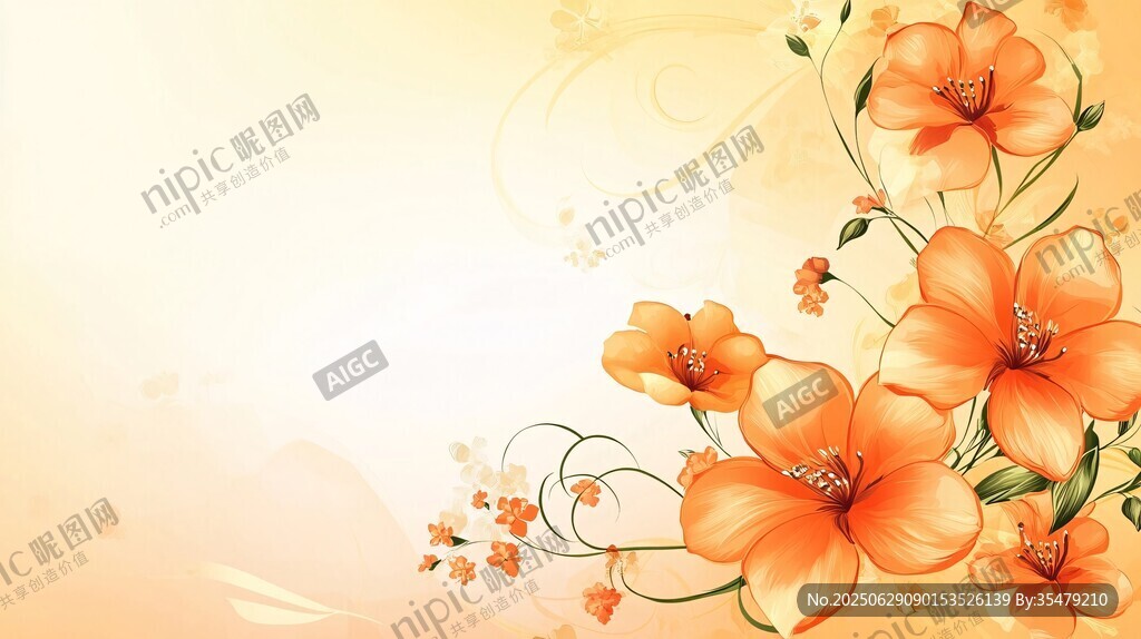 橙色花卉背景圖