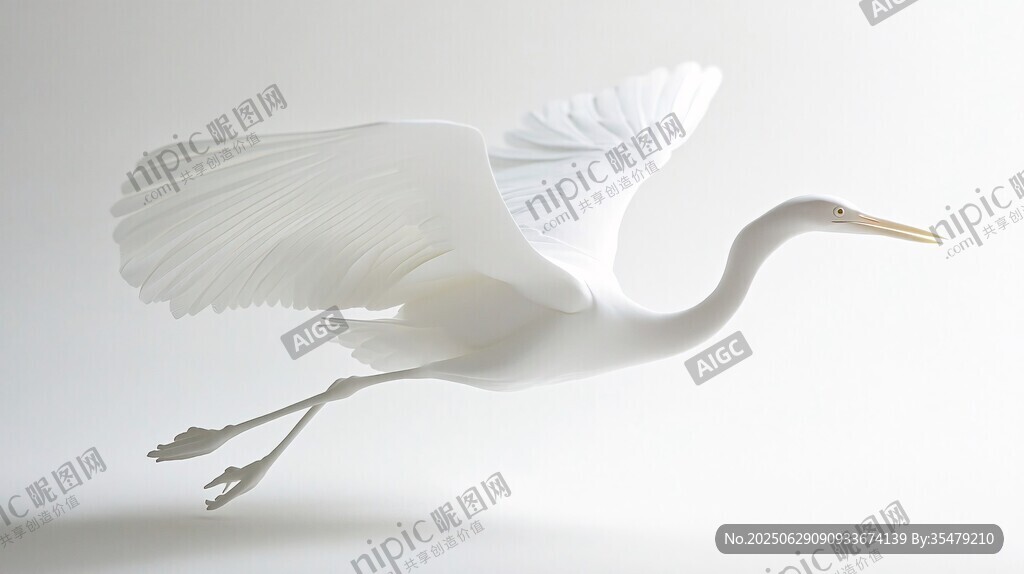 白鷺展翅飛翔姿態(tài)優(yōu)美