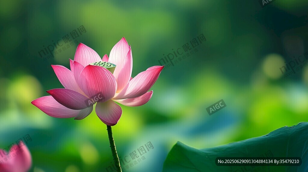 嬌艷荷花綻放綠意間