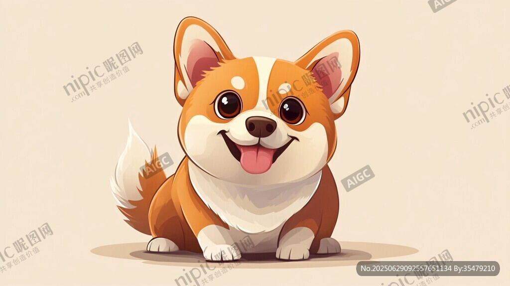 可愛柯基犬萌趣插畫