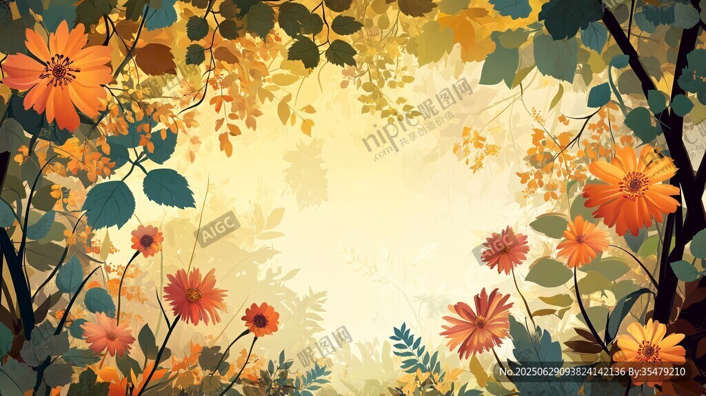 秋日花卉環繞的夢幻場景