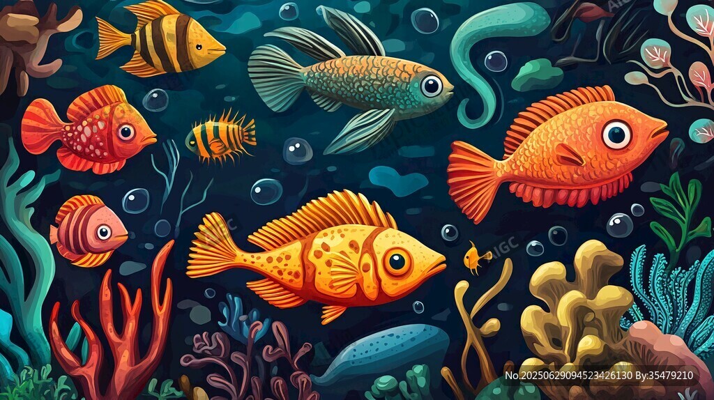 繽紛海底世界的可愛魚兒