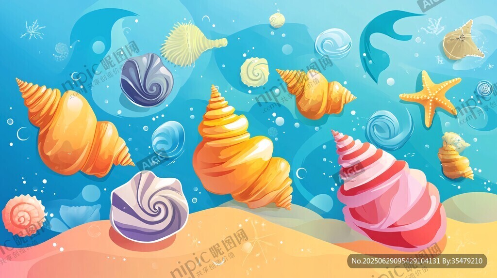 海底多彩貝殼的夢幻世界