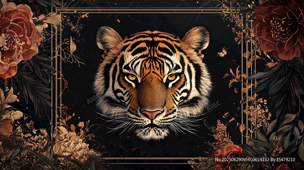 猛虎繁花圖