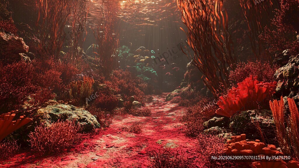 夢幻海底紅色珊瑚景觀