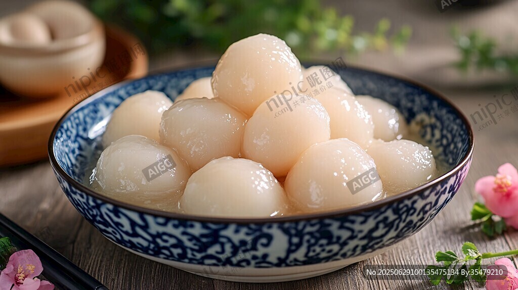 碗中糯米湯圓晶瑩剔透