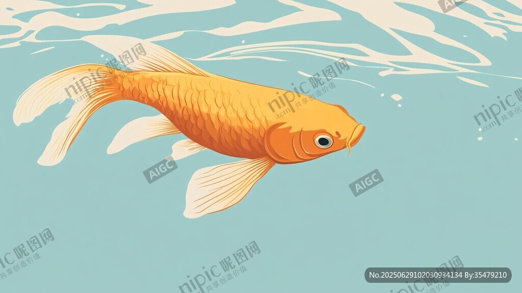 水中暢游的金色金魚
