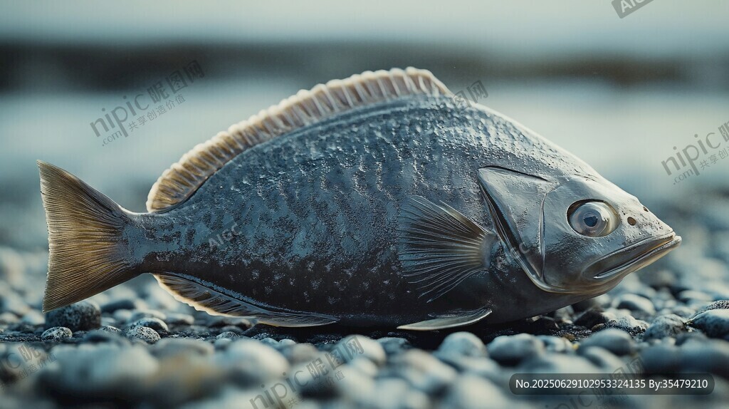 沙灘上的深色大魚