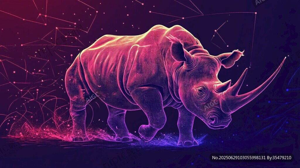 霓虹犀牛 科技感夢幻動物