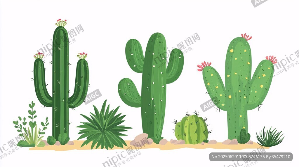 可愛多樣的仙人掌植物